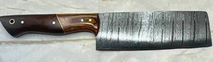 New 11" Damascus Full Tang Clever Knife with Walnut Handle