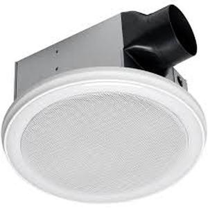 lot 15 image: HOMEWERKS 110 CFM Ceiling Mount Bathroom Exhaust Fan with Bluetooth Speakers and LED Light  Customer Returns See Pictures