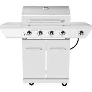 lot 39 image: Nexgrill 4-Burner Propane Gas Grill in Stainless Steel with Side Burner  Customer Returns See Pictures