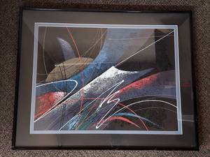 lot 4U image: Vanguard Studios Abstract Mixed Media Art 80s Textured Framed