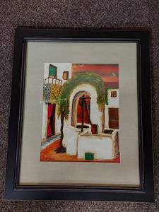 lot 6U image: Garcia i Piccione Framed Courtyard Artwork 16x20