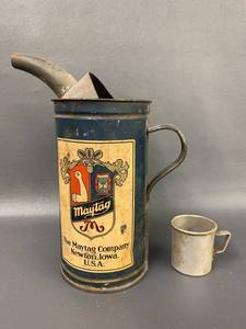 lot 6 image: Vintage Maytag Fuel Mixing Can w Mini Cup