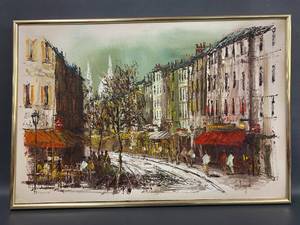 lot 7 image: John Bampfield Cityscape Street Vintage Painting