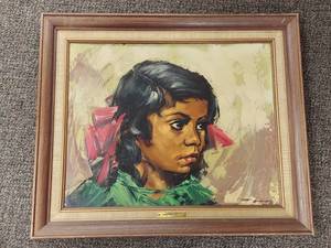 lot 9U image: Dubravko Raos (attributed) Original Framed Portrait Painting on Board