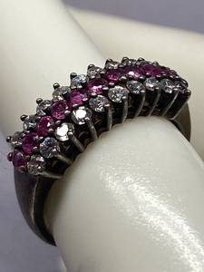 lot 12B image: Vintage Gemstone Sterling Silver Ring Size 6