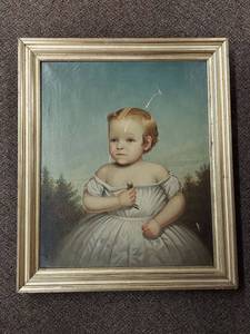 lot 15U image: Vintage  Antique Child Portrait Painting in Classic Style with Ornate Frame