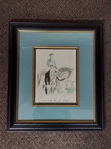 lot 17U image: Framed Equestrian Art Maxims et Le Sport 22x19