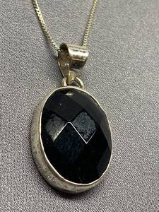 lot 21B image: Onyx Pendant Necklace Italy Stamp