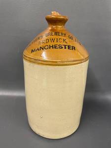 lot 26 image: Chesters Brewery Vintage Stoneware Jug Manchester
