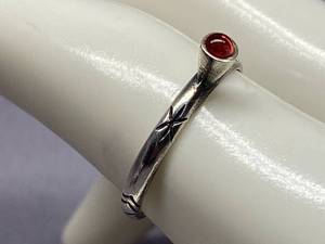 lot 29B image: Sterling Silver Red Stone Ring Size 8