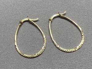 lot 33B image: 925 Gold Plated Gold Hoop Earrings Etched Design