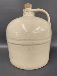 lot 34 image: Vintage Stoneware Pottery Jug with Cork Stopper