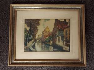 lot 46U image: Framed Canal Scene Artwork