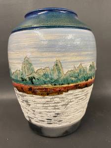 lot 57 image: Chad Jerzak Ceramic Landscape Art Vase