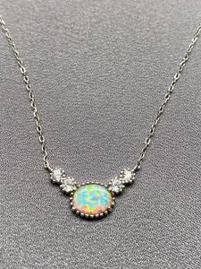 lot 63B image: Opal & Sterling Silver Necklace