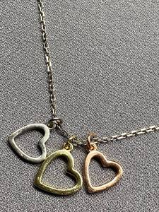 lot 66B image: Tri-tone Heart Pendant Sterling Silver Necklace