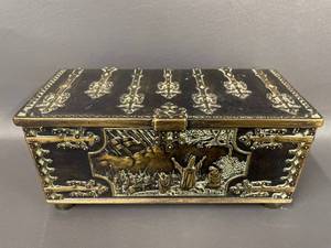 lot 81 image: VTG Copenhagen Denmark Anno 1219 Bronze Wood Lined Box