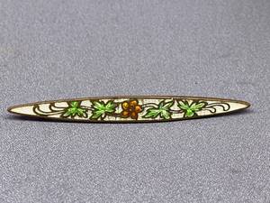lot 84B image: Vintage Cloisonn Floral Bar Brooch