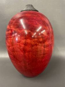 lot 84 image: Maple Wood Vase by Dave Cook, Red Finish