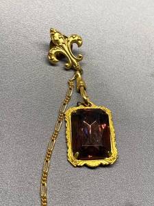 lot 95B image: Vintage Ornate Watch Fob with Gemstone