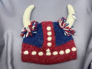 lot 100B image: Viking Style Knit Hat with Horns