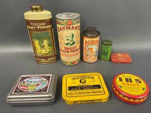 lot 107 image: Vintage Medical & Personal Care Tin Lot