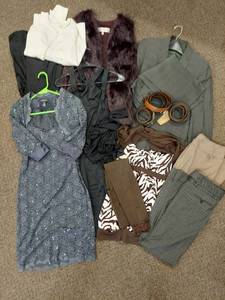 lot 109A image: Vintage Clothing Lot Dresses, Pants, Blouses, Coats, Belts