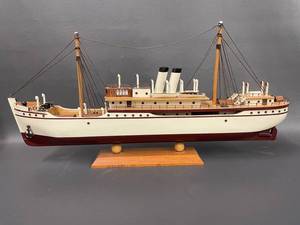 lot 113 image: Handcrafted Detailed Model Ship with Base Display