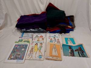 lot 120A image: Vintage Sewing Patterns and Fabric Remnants Lot