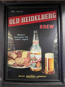 lot 139 image: Old Heidelberg Brew Poster Framed Blatz Brewing Co