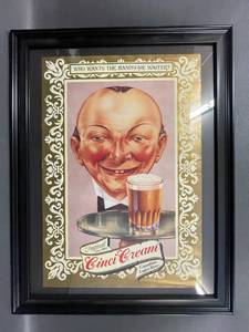 lot 140 image: Framed Handsome Waiter Vintage Cinci Cream Beer Advertisement Art