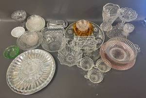 lot 151 image: Vintage Cut Glassware Lot Bowls, Vases, Dishes, Plates