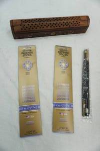 lot 18 image: incense sticks and wooden burner