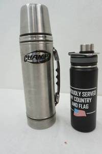 lot 57 image: Metal thermos & water bottle