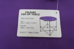 lot 189 image: Purple Folding Pop-Up table.
