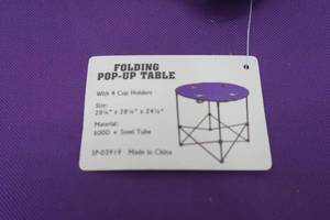 lot 190 image: Purple Folding Pop-Up table.