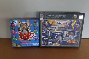 lot 237 image: 2 Puzzles -MN Vikings, Pups in Cups