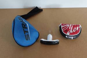 lot 254 image: Gold Club Head Covers with TaylorMade Adjustment Tool