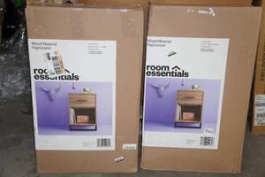 lot 32 image: Set of 2 Mixed Material Nightstands -Gray Oak