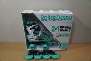 lot 47 image: Roller Derby 2-In-1 Inline & Quad Adjustable Skates -Girls Size  3-6