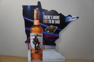 lot 122 image: Captain Morgan & MN Wild Raised Metal Sign