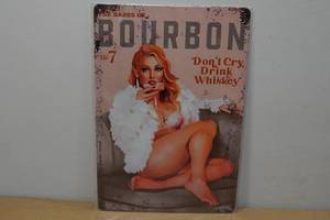 lot 125 image: Novelty Metal Sign -Babes of Bourbon