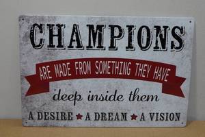 lot 127 image: Novelty Metal Sign -Champions