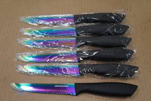 lot 132 image: Dockorio Co Cutlery Colored 6-Piece Knife Set
