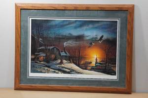 lot 223 image: Framed Terry Redlin Print The Sharing Season
