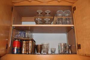 lot 11 image: Collection of Glassware Including Wine Glasses and Decorative Cups