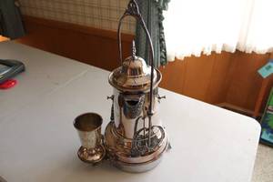 lot 48 image: Antique Silver-Plated Samovar with Engraved Cup