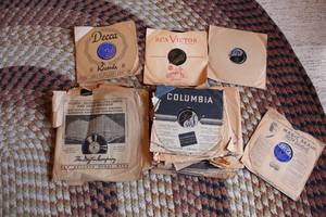 lot 85 image: Collection of Vintage 78 RPM Vinyl Records with Original Sleeves
