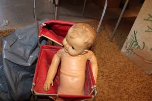 lot 92 image: Vintage Baby Doll with Stroller