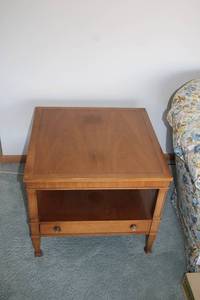 lot 194 image: Wooden Side Table with Lower Shelf and Drawer